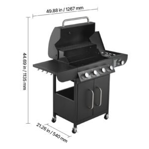 gas grill 4 burner propane gas grill with side burner 425 sqin grilling area carbon steel enamel grates outdoor 52000 btu patio garden bbq grills with two side shelves carbon steel 1.jpg