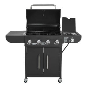gas grill 4 burner propane gas grill with side burner 425 sqin grilling area carbon steel enamel grates outdoor 52000 btu patio garden bbq grills with two side shelves carbon steel 4.jpg
