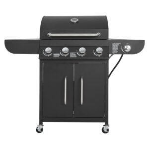 gas grill 4 burner propane gas grill with side burner 425 sqin grilling area carbon steel enamel grates outdoor 52000 btu patio garden bbq grills with two side shelves carbon steel 5.jpg
