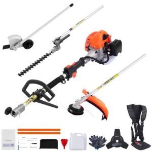 Gas Hedge Trimmer, 2 Cycle Gas Power Handheld Hedge Trimmer, 4-in-1 26cc Weed Eater with Protective Gear Set, Includes Hedge and String Trimmer, Edger, Brush Cutter, for Trimming Shrubs & Bushes