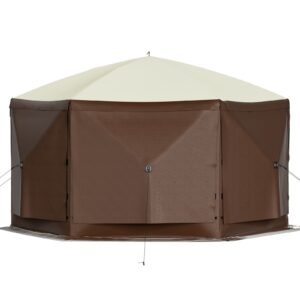 gazebo screen tent 10 x 10 ft 6 sided pop up camping canopy shelter tent with mesh windows portable carry bag ground stakes large shade tents for outdoor camping lawn and backyard 3.jpg