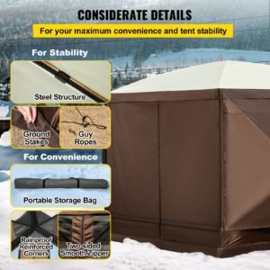 gazebo screen tent 12 x 12 ft 6 sided pop up camping canopy shelter tent with mesh windows portable carry bag ground stakes large shade tents for outdoor camping lawn and backyard 5.jpg