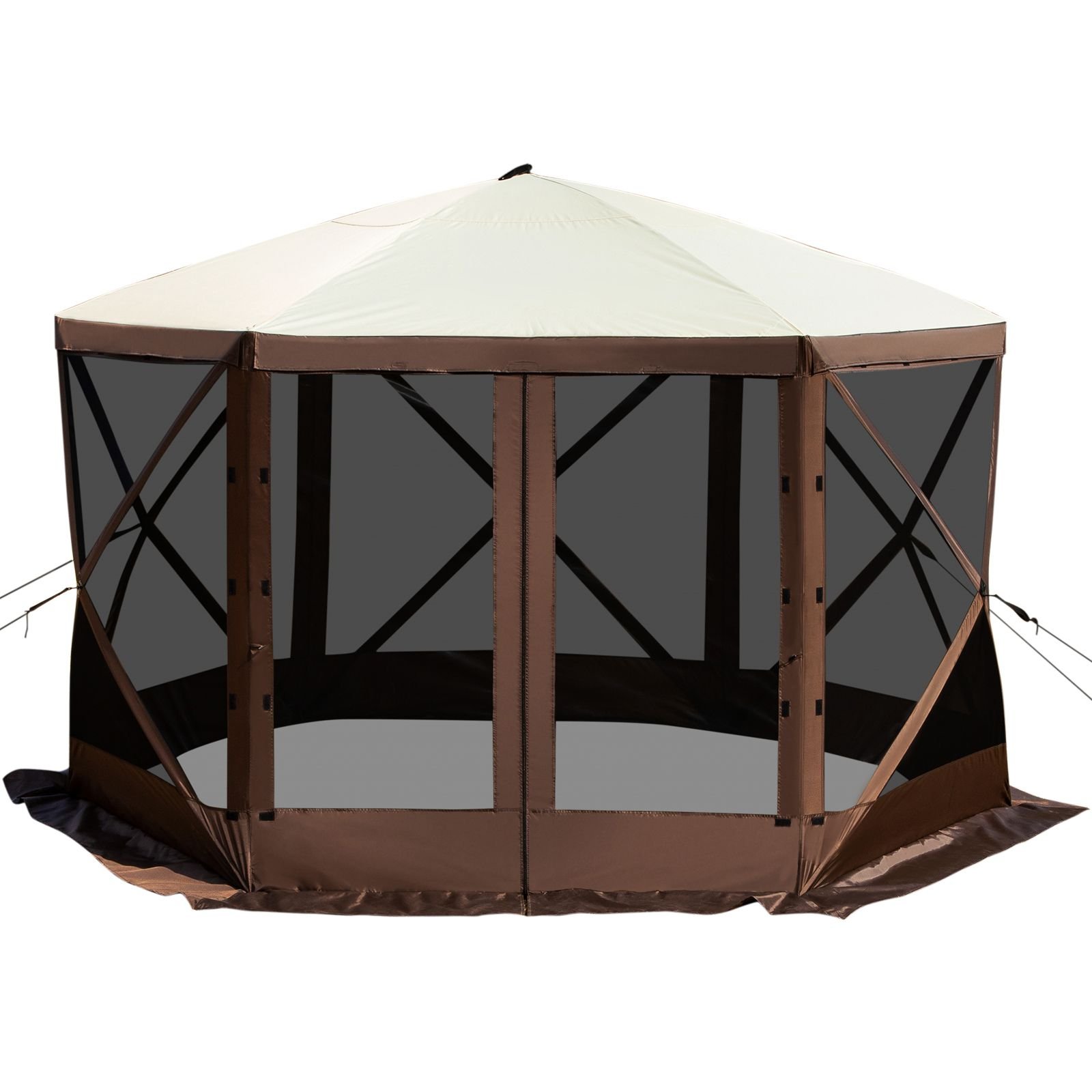 gazebo screen tent 12 x 12 ft 6 sided pop up camping canopy shelter tent with mesh windows portable carry bag ground stakes large shade tents for outdoor camping lawn and backyard.jpg