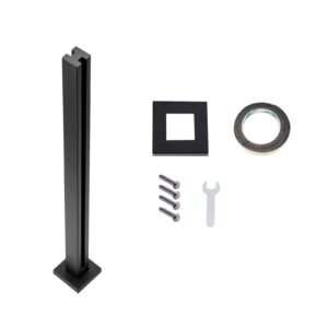 Glass Clamp, 37.4" Height Glass Railing Bracket for 0.39 "-0.47 " Thickness Tempered Glass, 304 Stainless Steel Glass Mounting Clamp, Glass Shelf Bracket for Balcony, Garden, Deck, Stair, Black