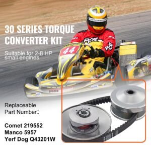 go kart torque converter 34 go kart clutch kit 30 series asymmetrical driver pulley replacement with drive belt for 2 8 hp small engines replace comet 219552 manco 5957 yerf dog q43201w 5.jpg