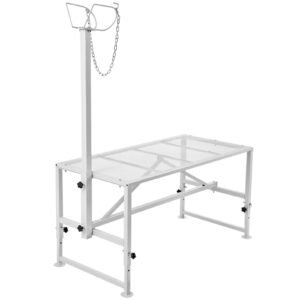 goat sheep stand 51x23 inch livestock stand metal livestock milking and shearing stand 21 to 33 adjustable height with headpiece and nose loop 500lbs loading weight white 5.jpg