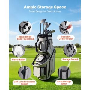 golf cart bag 14 way top divider organizer 2 in 1 golf club bag with full length divider dual shoulder straps support legs rain hood storage pockets lightweight polyester for men women 5.jpg