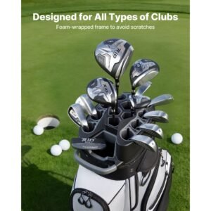 golf cart bag 14 way top divider organizer golf club bag with full length divider handles storage pockets shoulder strap rain hood smooth zippers lightweight polyester for men women 2.jpg