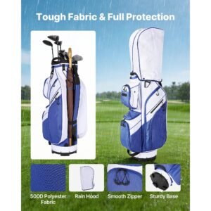 golf cart bag 15 way top divider organizer golf club bag with full length divider storage pockets ergonomic shoulder strap rain hood smooth zippers lightweight polyester for men women 3.jpg