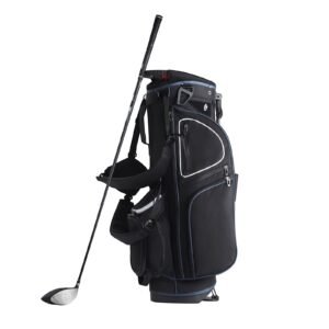 Golf Cart Bag with 14 Way Organizer Divider Top, 35' 11 Pockets Premium Cart Bag with Stand, Durable Golf Bags with Handles & Dust Cover & Detachable Dual Strap for Men & Women, Black White