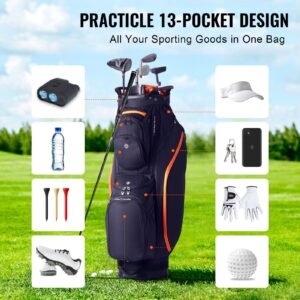 golf cart bag with 14 way organizer divider top 36 13 pockets premium cart bag durable golf bags with handles dust cover detachable straps for men women black orange 5.jpg