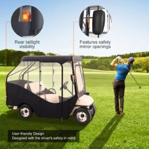 golf cart enclosure 420d polyester driving enclosure with 4 sided transparent windows 4 passenger club car covers for 22 passenger golf carts sunproof and dustproof outdoor cart cover 3.jpg