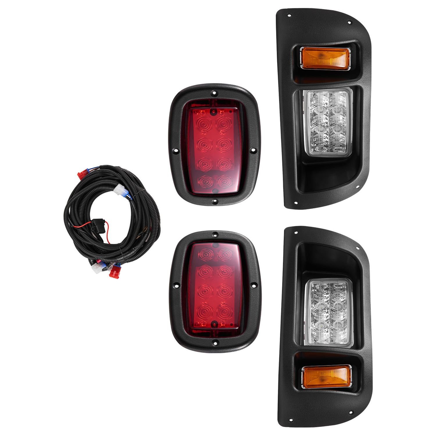 golf cart light kit 12 volt led headlight and tail light kit with wiring harness switch zip ties abs housing high brightness waterproof and dustproof fit for ezgo txt 1996 2013 models.jpg