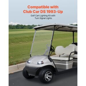 golf cart light kit, 12 volt, street legal led headlight and taillight kit with wiring harness, turn signals, hazard light, switch horn, brake pad, zip ties, abs housing, for club car ds 1993 up