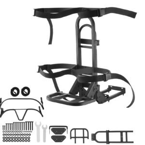 Golf Cart Rear Seat Bag Holder, 27.1 x 15.6 x 29.7 inch, Compatible with Most Golf Carts with Rear Seat Grab Bar, Space-Saving Carbon Steel Bag Holder Bracket, No-Drilling Installation, Black