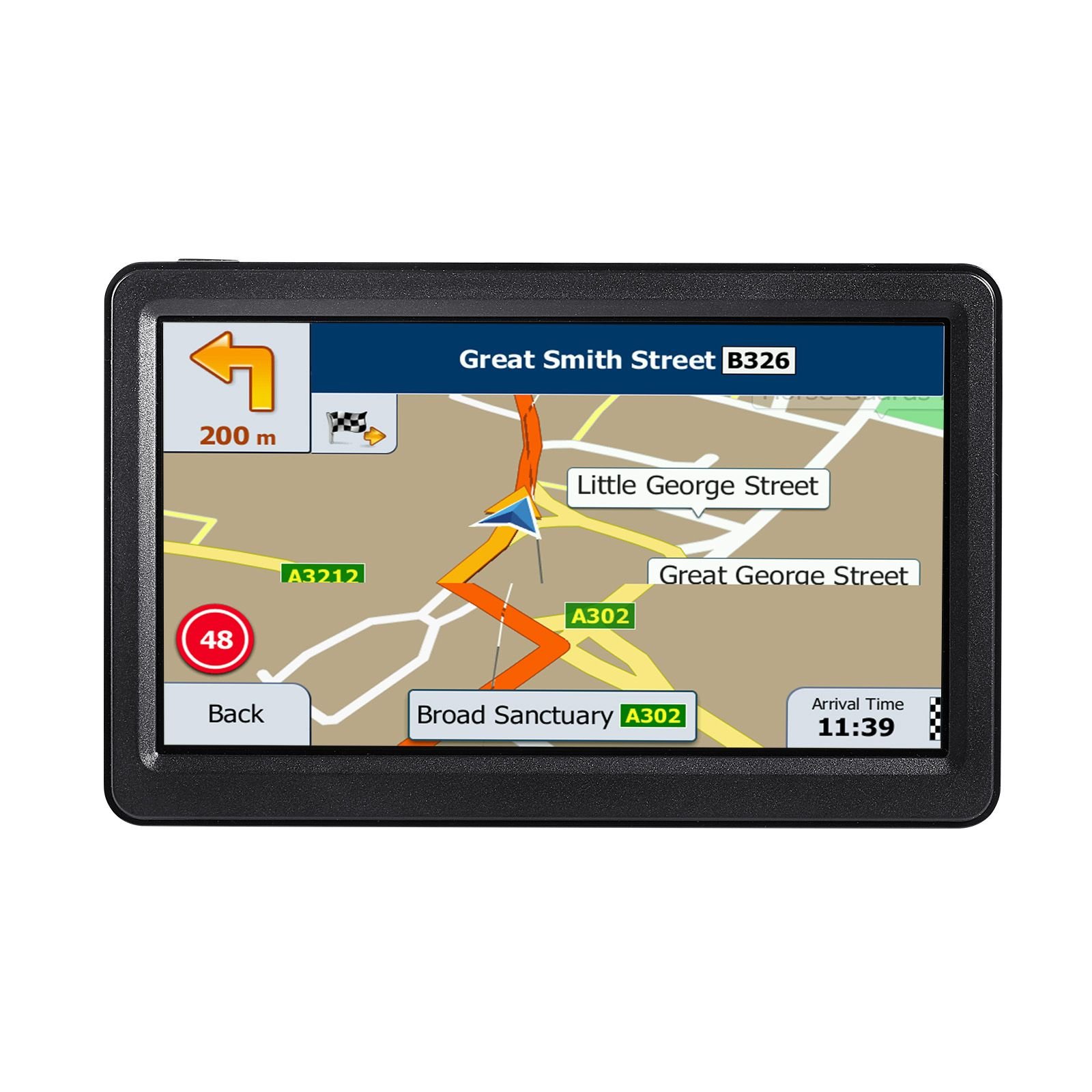 gps navigator for car, 7 inch touch screen 16gb gps navigation system with lifetime map updates, voice turn by turn guidance, speed and red light warning, custom truck routing, for car truck rv