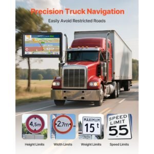 gps navigator for car, 7 inch touch screen 16gb gps navigation system with lifetime map updates, voice turn by turn guidance, speed and red light warning, custom truck routing, for car truck rv