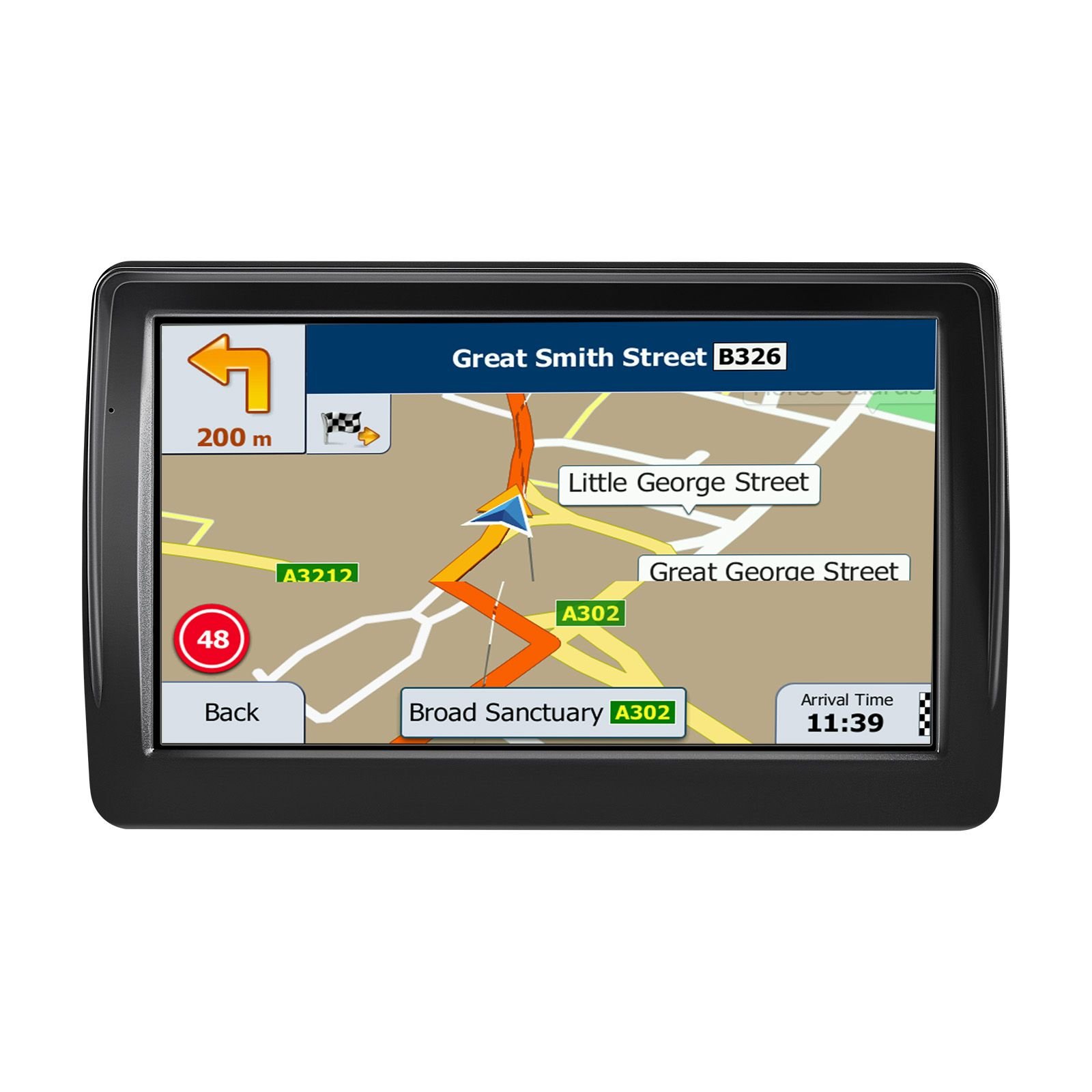 gps navigator for car, 7 inch touch screen 8gb gps navigation system with lifetime map updates, voice turn by turn guidance, speed and red light warning, custom truck routing, for car truck rv