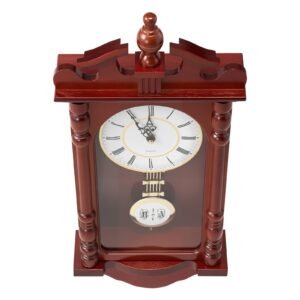 Grandfather Clock, 23.2 in Classic Vintage Pendulum Clock, Pine Wood & MDF Wall Clocks with Quartz Movement and Quiet Design, for Living Room, Bedroom, Home Decor & Gift (Cherry Tone Finish)