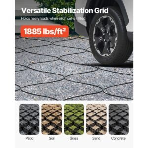 gravel grid 2 inch depth 3281 x 984 ft 10000 x 3000 mm 1880 lbs per sq ft grass ground retainer permeable geo grids driveway stabilization for garden patio walkway rv parking slopes 2.jpg