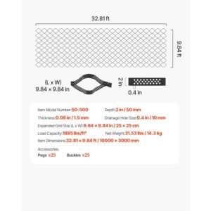 gravel grid 2 inch depth 3281 x 984 ft 10000 x 3000 mm 1880 lbs per sq ft grass ground retainer permeable geo grids driveway stabilization for garden patio walkway rv parking slopes 3.jpg