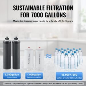 gravity fed water filter system 225g 304 stainless steel countertop filtration system reduces lead and up to 99 of chlorine with 2 activated carbon filter 2 defluorination filter spigot 3.jpg