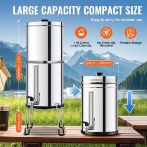 gravity fed water filter system 225g 304 stainless steel countertop filtration system reduces lead and up to 99 of chlorine with 2 activated carbon filter 2 defluorination filter spigot 4.jpg