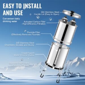 gravity fed water filter system 225g 304 stainless steel countertop filtration system reduces lead and up to 99 of chlorine with 2 activated carbon filter 2 defluorination filter spigot 5.jpg