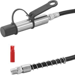 Grease Gun Coupler, 10000 PSI High Pressure, 3-Jaw Locking, Quick Release Grease Gun Tip with Hose/Zerk Fittings Cleaner/Leak-Proof Cap, Compatible with All Grease Guns 1/8" NPT Grease Fittings