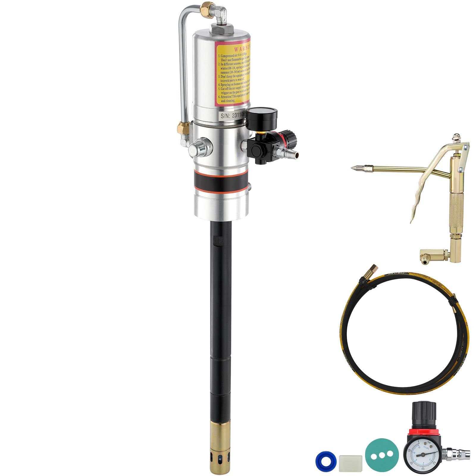 grease pump 501 pressure ratio air operated grease pump with 13 ft high pressure hose and grease gun pneumatic grease pump portable lubrication grease pump with 360 swivel grease gun head.jpg
