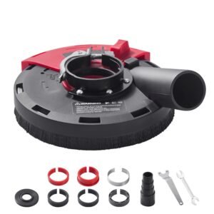 Grinding Dust Shroud for Angle Grinder, Universal 4-5 in, Surface Grinder Dust Shroud with 6 Clamping Washers, Connect to Vacuum Cleaner, Suitable for Grinding Wood Concrete Wall Stone