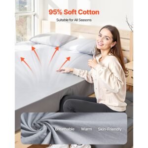 grounding sheets king size 95 cotton 5 pure silver fiber earth grounded fitted bed sheets with grounding cord tester for improved sleep wellness gray king 78 x 80 x 13 in 2.jpg