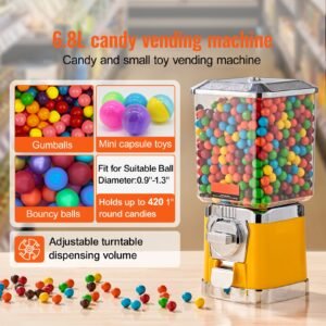 gumball machine for kids 17h home candy vending machine pc gumball dispenser bubble gum machine for game stores coin operated gumball bank for toy capsules bouncy balls candy yellow 1.jpg