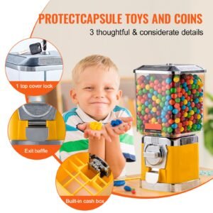 gumball machine for kids 17h home candy vending machine pc gumball dispenser bubble gum machine for game stores coin operated gumball bank for toy capsules bouncy balls candy yellow 4.jpg