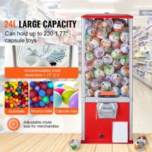 gumball machine for kids 25 height home vending machine ps bouncy balls dispenser hold 230 capsule toys rectangle bubble gum machine for game stores coin operated gumball bank red 1.jpg