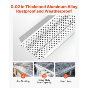gutter guard 6 in aluminum gutter cover heavy duty 52ft length protection cover for leaf debris 002 in thickness mill finish easy diy install fast drainage screws included 13 pcs 2.jpg