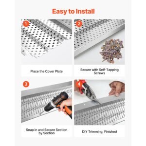 gutter guard 6 in aluminum gutter cover heavy duty 52ft length protection cover for leaf debris 002 in thickness mill finish easy diy install fast drainage screws included 13 pcs 4.jpg