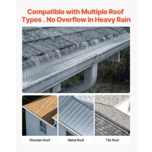 gutter guard 6 in aluminum gutter cover heavy duty 52ft length protection cover for leaf debris 002 in thickness mill finish easy diy install fast drainage screws included 13 pcs 5.jpg