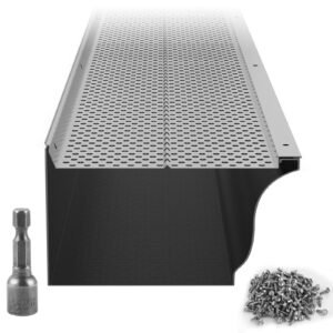 Gutter Guard, 6 inch Width, Aluminum Leaf Filter DIY Gutter Cover, 26 PCS 104 ft Total Length, 0.157'' Hole Diameter & 0.02'' Thick Raptor Gutter Guards Fits Any Roof or Gutter Type