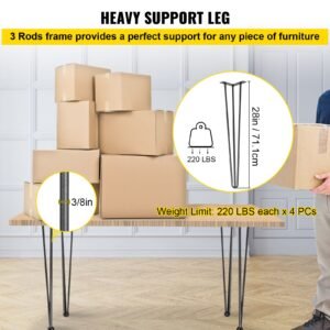 hairpin table legs 28 black set of 4 desk legs 880lbs load capacity each 220lbs hairpin desk legs 3 rods for bench desk dining end table chairs carbon steel diy heavy duty furniture legs 2.jpg
