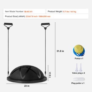 half exercise ball trainer 23 inch balance ball trainer 660 lbs capacity stability ball yoga ball with resistance bands and pump strength fitness ball for home gym full body workouts black 2.jpg