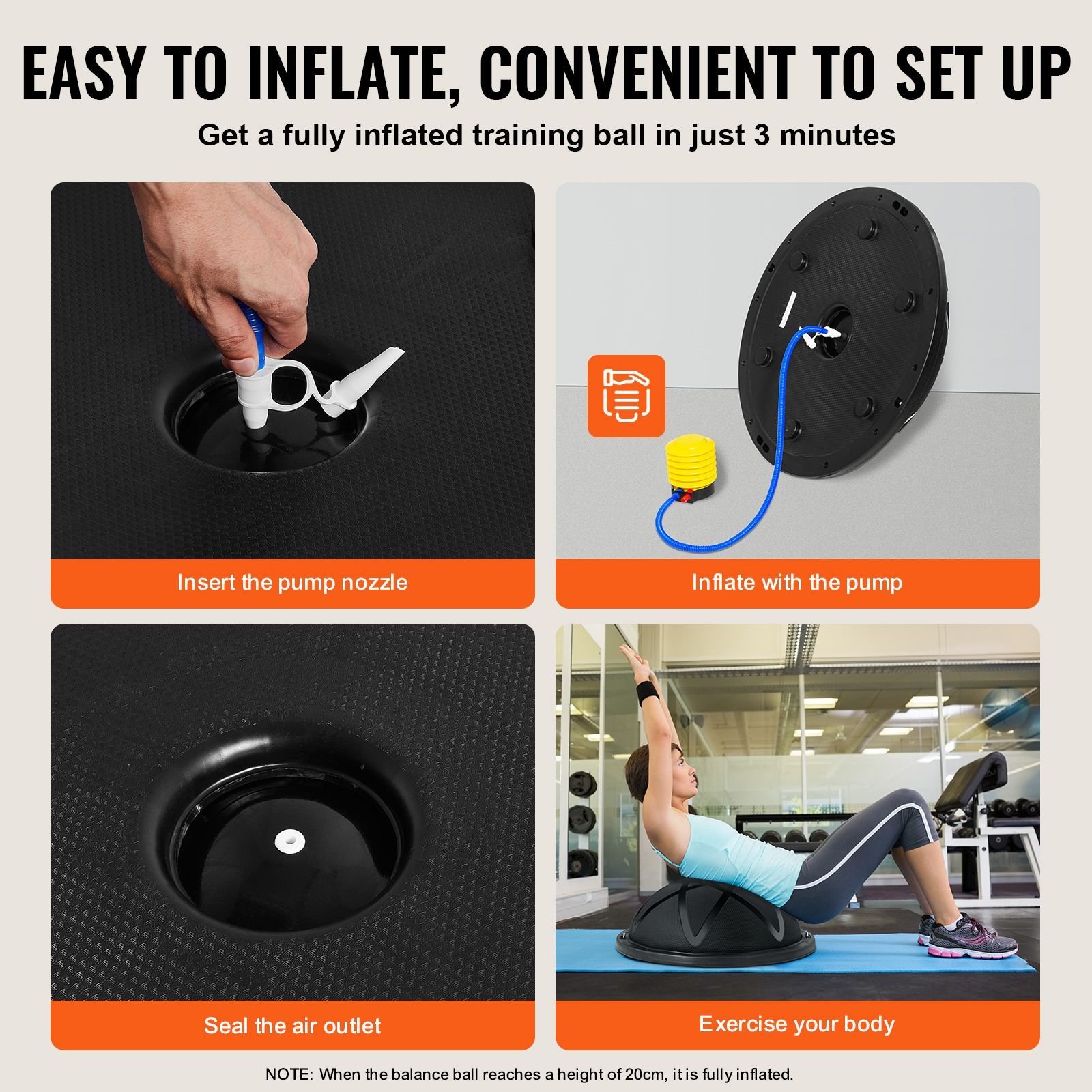 half exercise ball trainer 23 inch balance ball trainer 660 lbs capacity stability ball yoga ball with resistance bands and pump strength fitness ball for home gym full body workouts black.jpg