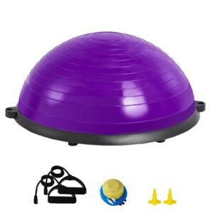 half exercise ball trainer 23 inch balance ball trainer 660lbs stability ball yoga ball with resistance bands foot pump strength fitness ball for home gym full body workout purple.jpg