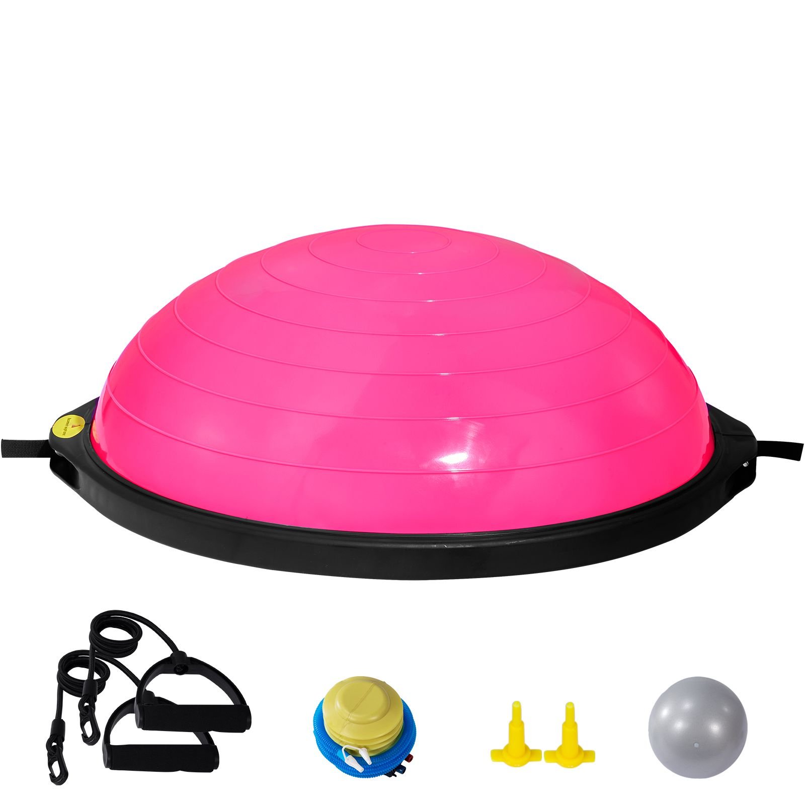 half exercise ball trainer 26 inch balance ball trainer 1500lbs capacity stability ball yoga ball with resistance bands foot pump strength fitness ball for home gym full body workout pink.jpg