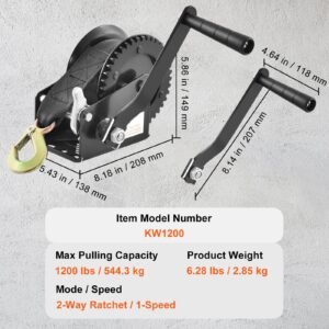hand winch 1200 lbs pulling capacity boat trailer winch heavy duty rope crank with 23 ft polyester strap and two way ratchet manual operated hand crank winch for trailer boat or atv towing 3.jpg