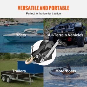 hand winch 3500 lbs pulling capacity boat trailer winch heavy duty rope crank with 33 ft polyester strap and two way ratchet manual operated hand crank winch for trailer boat or atv towing 3.jpg