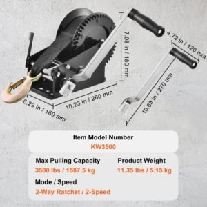 hand winch 3500 lbs pulling capacity boat trailer winch heavy duty rope crank with 33 ft polyester strap and two way ratchet manual operated hand crank winch for trailer boat or atv towing 4.jpg