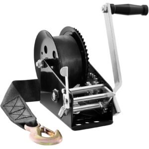 hand winch 3500 lbs pulling capacity boat trailer winch heavy duty rope crank with 33 ft polyester strap and two way ratchet manual operated hand crank winch for trailer boat or atv towing 5.jpg