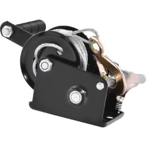 Hand Winch, 800 lbs Pulling Capacity, Boat Trailer Winch Heavy Duty Rope Crank with 33 ft Steel Wire Cable and Two-Way Ratchet, Manual Operated Hand Crank Winch for Trailer, Boat or ATV Towing