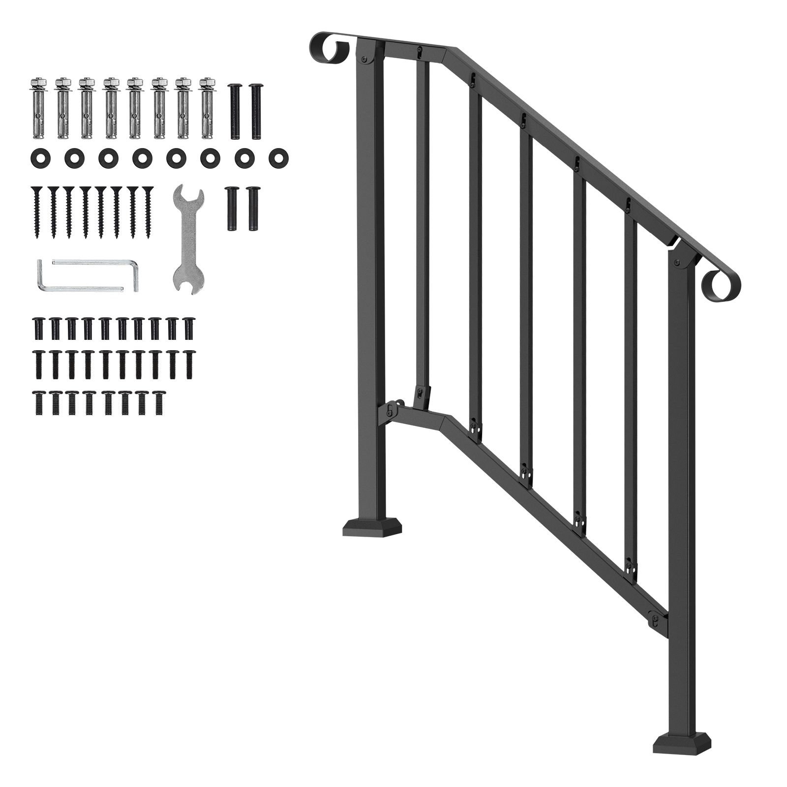 handrails for outdoor steps 2 3 step stair hand rail kit transitional carbon steel railings with installation kit stair rails for seniors concrete steps porch deck black retro arch.jpg